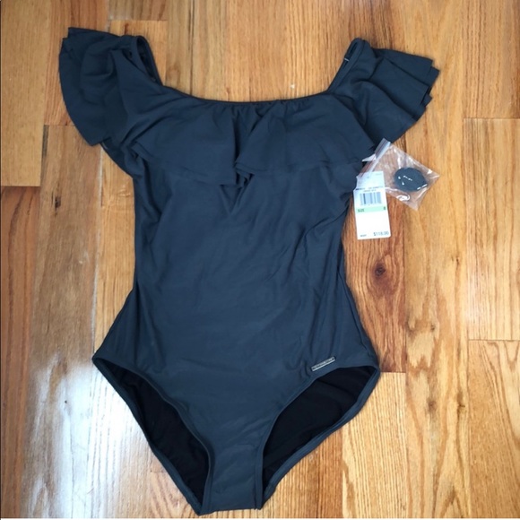 NWT Michael Kors One Piece Gray Bathing Suit Size 8 - Picture 2 of 3